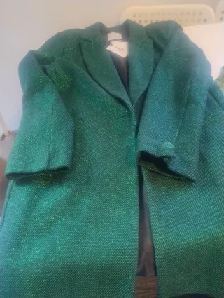 Giacca lunga donna verde glitter