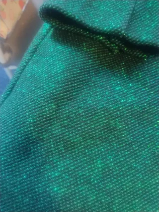 Giacca lunga donna verde glitter