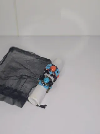 Anillos bisutería azul y naranja