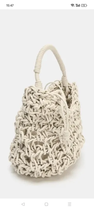 Bolso Zara trenzado blanco/beige