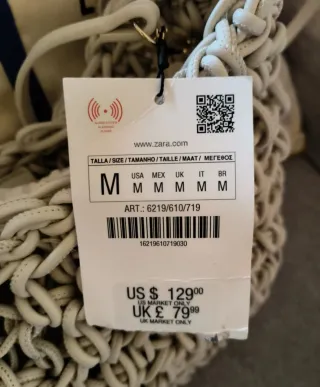 Bolso Zara trenzado blanco/beige