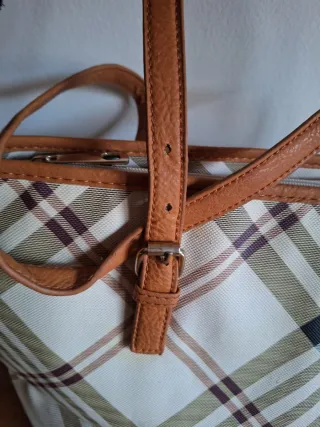 Borsa Tote a spalla fantasia Check beige -Capiente