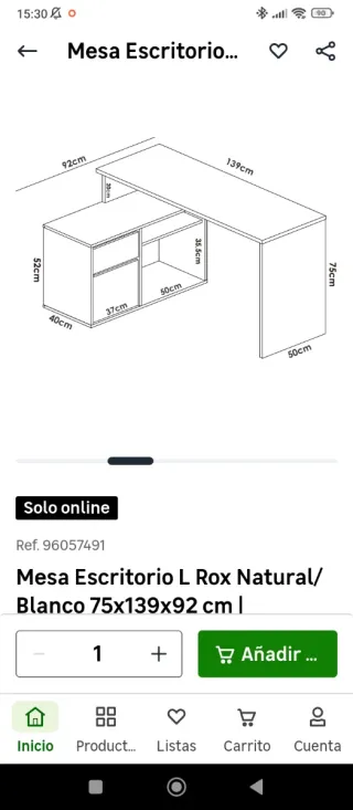 Escritorio L Rox Blanco/Madera