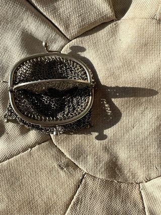 Monedero joya/ antiguo plata 800 malla siglo XIX.