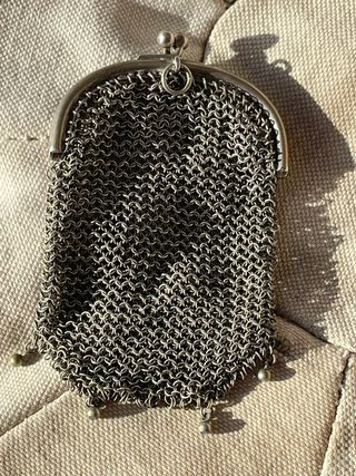 Monedero joya/ antiguo plata 800 malla siglo XIX.