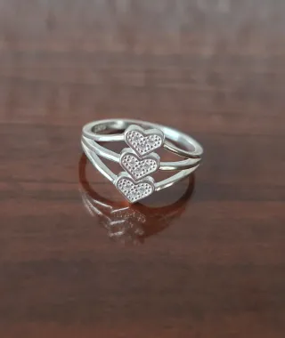Anillo Plata 925 - 3 Corazones
