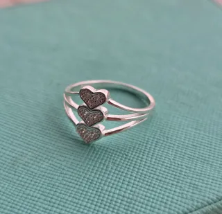 Anillo Plata 925 - 3 Corazones