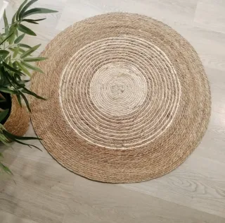 Tappeto rotondo in fibra naturale stile Boho-Nordico