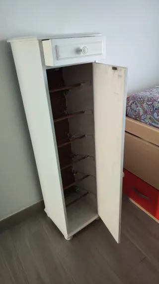 Mueble zapatero antiguo madera blanco
