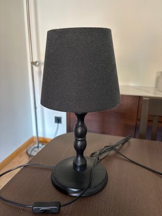 Lámpara de mesa tela y madera (sin bombilla)