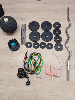 Pack Gimnasio Casa - Mancuernas, Barras, Discos