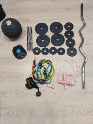 Pack Gimnasio Casa - Mancuernas, Barras, Discos