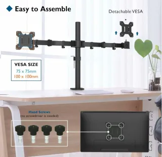 Soporte Doble Monitor Negro