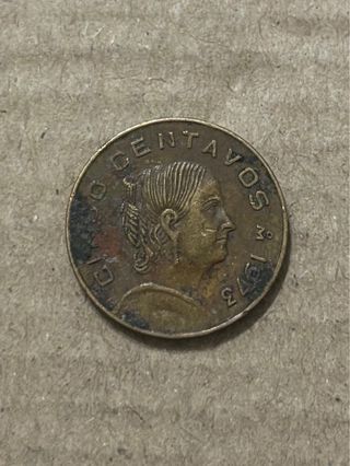 Moneda 5 Centavos Mexicanos 1973