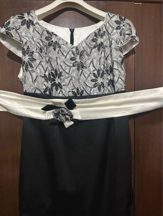 Vestido Madrina Negro y Blanco