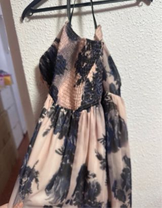 Vestido largo floral beige