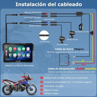 Carpuride W702 Plus Pantalla Moto con Doble Cámara