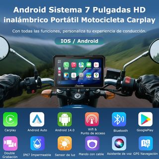 Carpuride W702 Plus Pantalla Moto con Doble Cámara