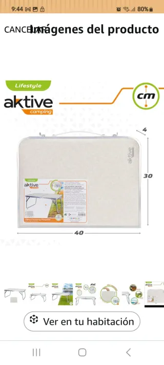 Mesa plegable aluminio y plástico