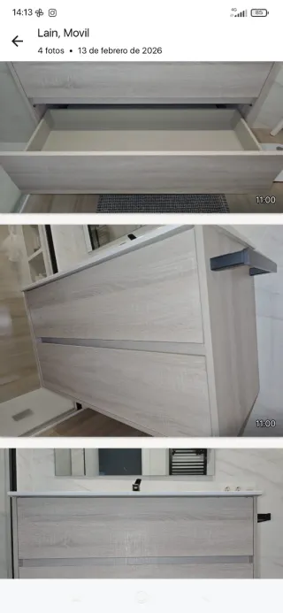Mueble de baño suspendido madera, 100 por45 por60.