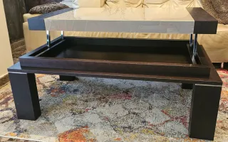 Mesa de centro elevable cristal y madera