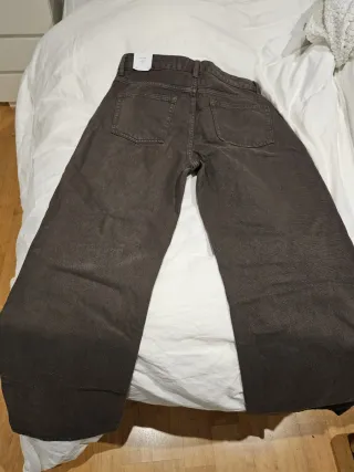 Jeans Mango Rectos Tiro Medio Mujer Marrón