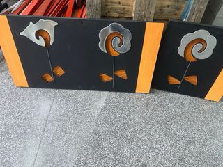 2 Cuadros Decorativos Flores Metal y Madera