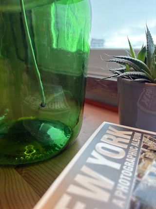 Candeeiro Artesanal Vidro Verde – Estilo Rústico