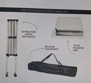 Carpa 2x2, resistente, bolsa transporte. Acero.