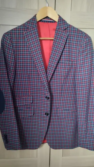 Traje El Ganso Cuadros Azul y Rojo