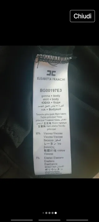 Completo gonna e body Elisabetta Franchi nero