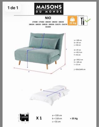 Divano letto Nio velluto Maison du Monde