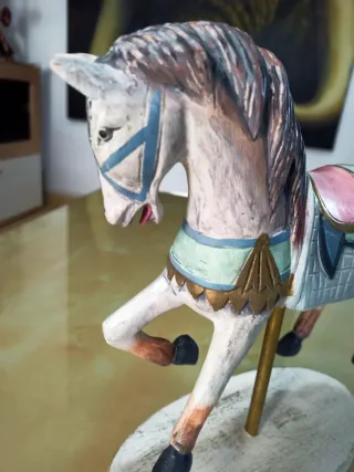 Figura Caballo de Carrusel de Madera