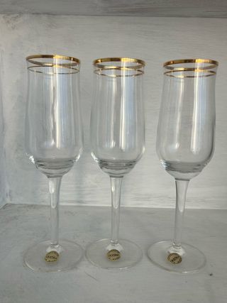 Set 3 Calici Cristallo finitura in oro