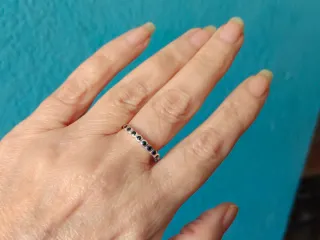 Anillo Plata Cristal Jet Rodio talla  16