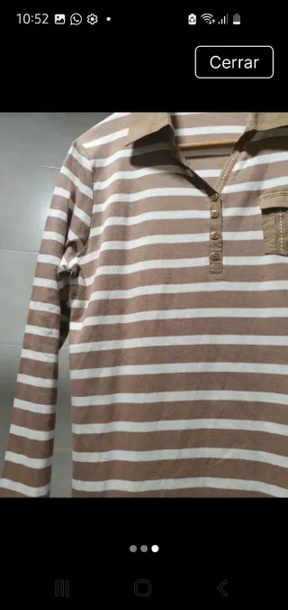 Camiseta algodón rayas marrones y blancas