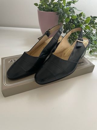 Zapatos azul marino cuero auténtico talla 35