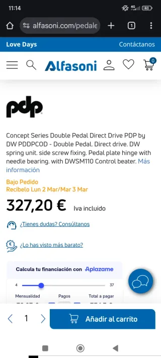 Pedal doble bombo PDP