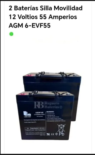 Kit de 2 baterías de Silla Movilidad 12V 55Ah AGM