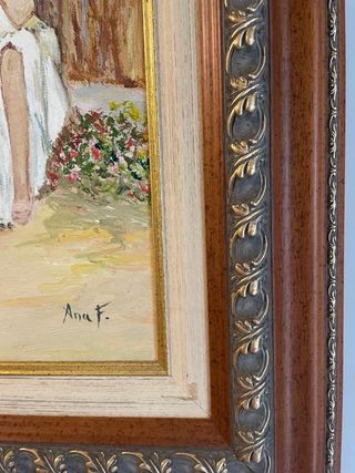 Cuadro al óleo original mujer sentada