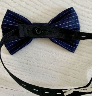 Pajarita artesanal de tweed milrayas azul