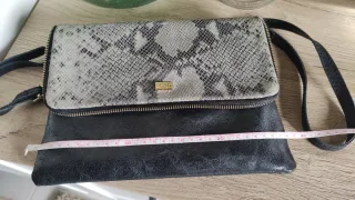 Bolso Piel Negro y Gris