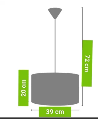Lámpara colgante cilíndrica de tela.