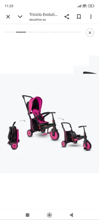 Triciclo niña convertible 3 en 1