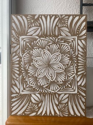 Cuadro Mandala Pintado a Mano en tabla de madera