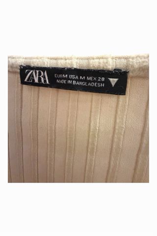 Vestido punto Zara manga larga beige T.M