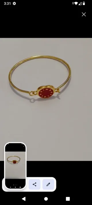 Pulsera Bimba y Lola dorada y roja