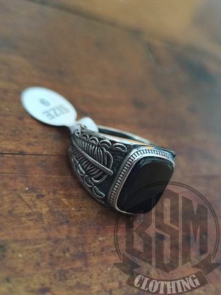 Anello Uomo Pietra Nera rettangolare
