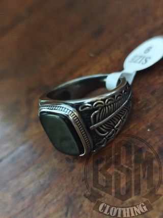 Anello Uomo Pietra Nera rettangolare