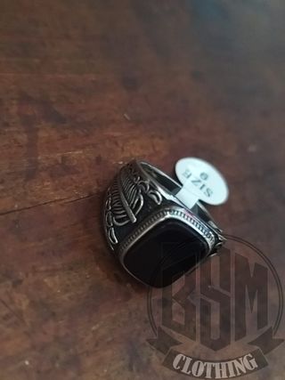 Anello Uomo Pietra Nera rettangolare